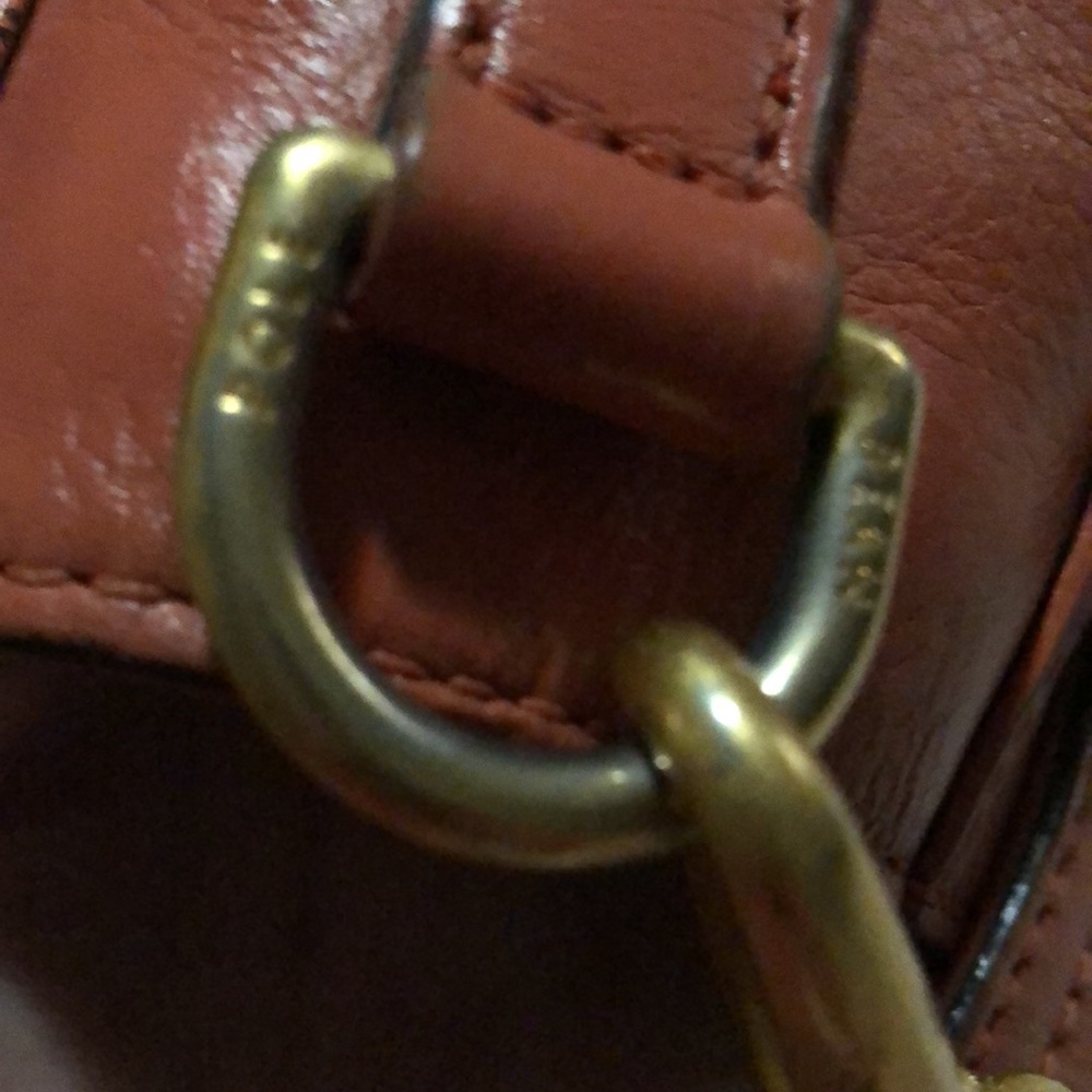 TODAY ONLY:BEAN POLE DARK ORANGE LEATHER 2 WAY BAG - tarnish & signs of wear - Picture 9 of 14